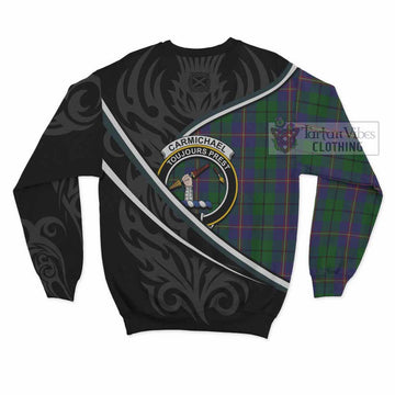 Carmichael Tartan Family Crest Sweatshirt Celtic Scottish Thistle Floral - Tartan Vibes Clothing