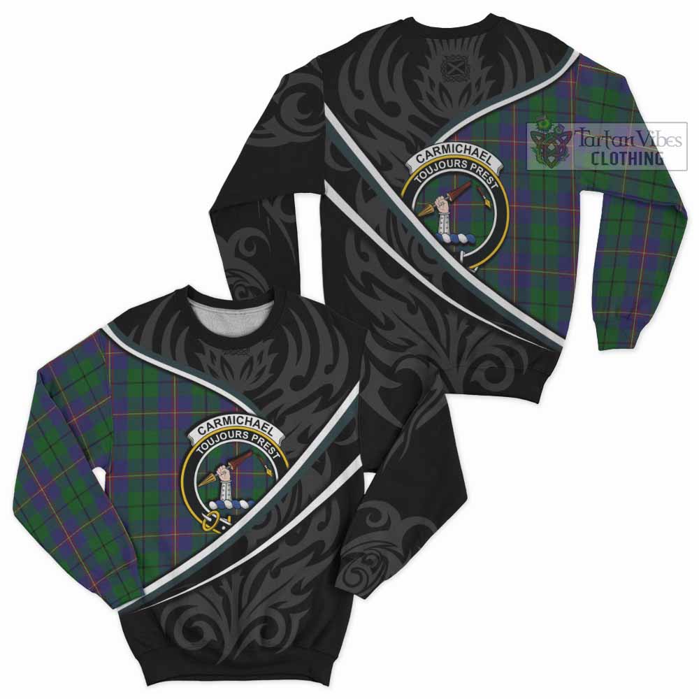 Carmichael Tartan Family Crest Sweatshirt Celtic Scottish Thistle Floral - Tartan Vibes Clothing