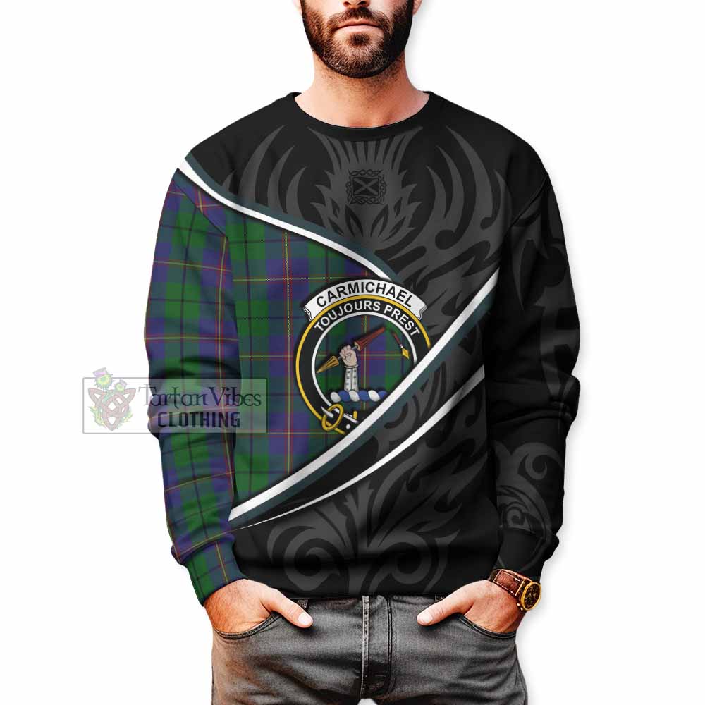 Carmichael Tartan Family Crest Sweatshirt Celtic Scottish Thistle Floral - Tartan Vibes Clothing