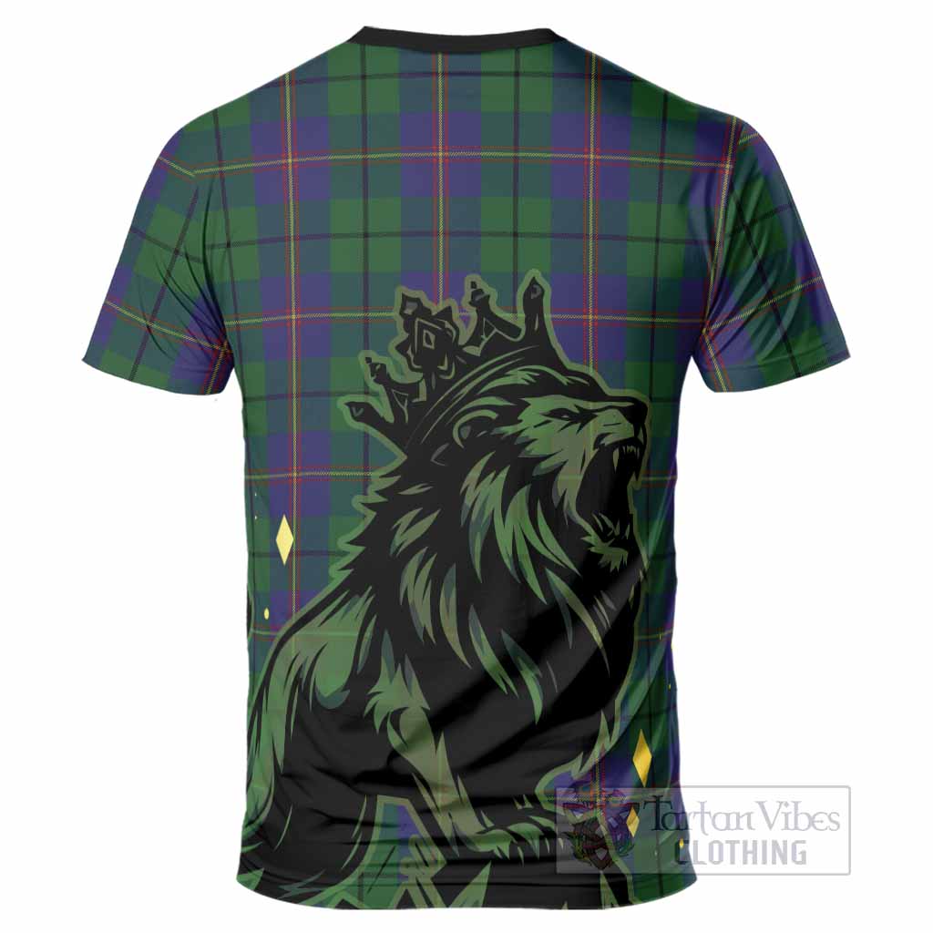 Carmichael Tartan Family Crest T-Shirt Crowned Lion Roaring