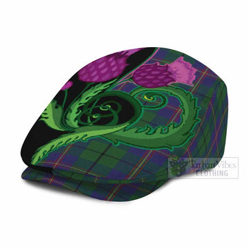Carmichael Tartan Flat Cap, Jeff Cap Traditional Scottish Thistle