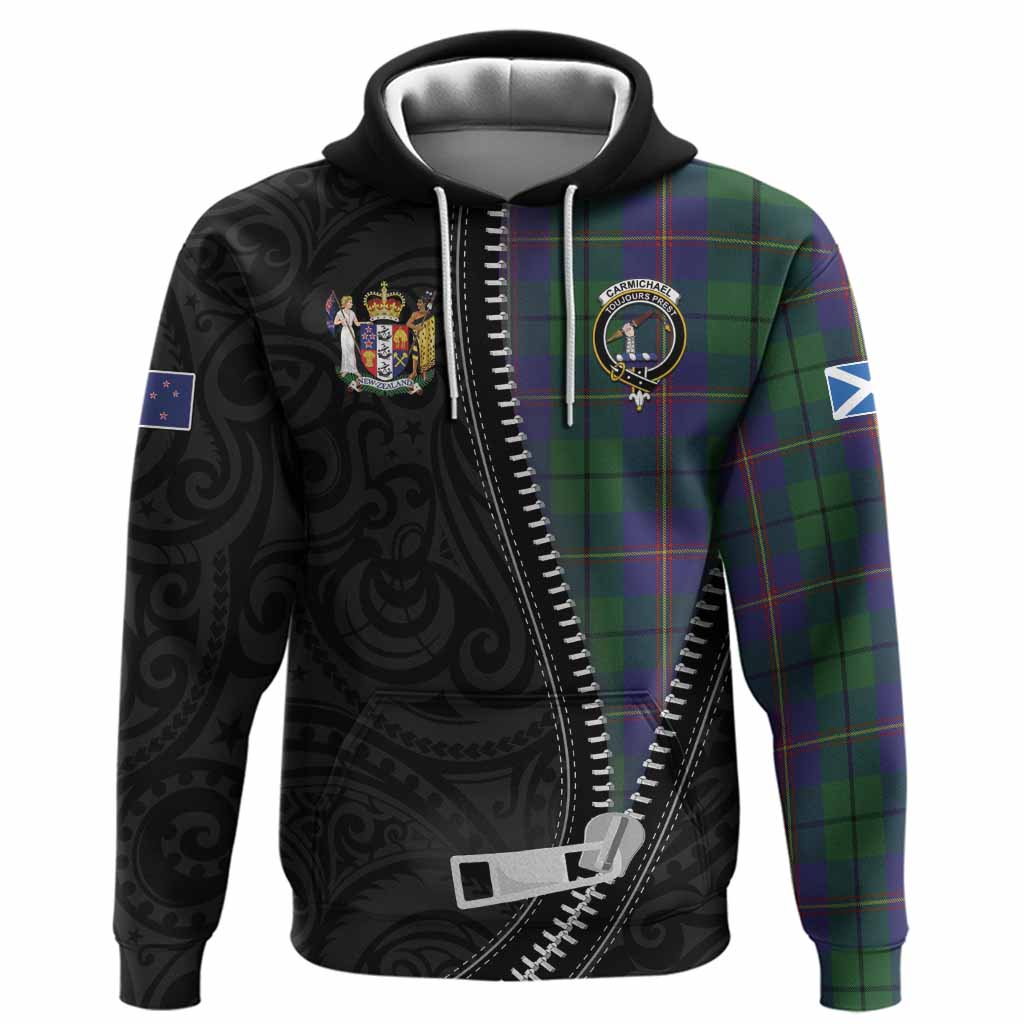 Carmichael Tartan Hoodie New Zealand Pattern Unique Zipper Stylized
