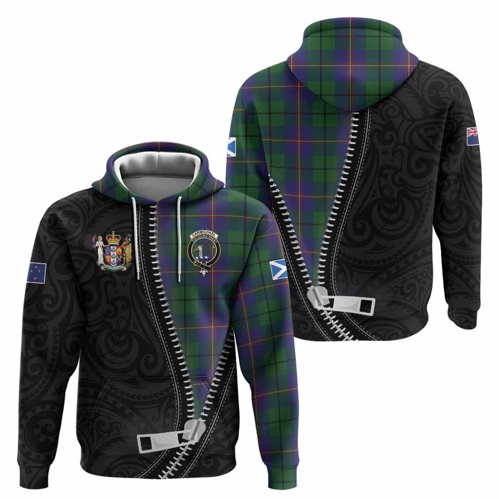 Carmichael Tartan Hoodie New Zealand Pattern Unique Zipper Stylized