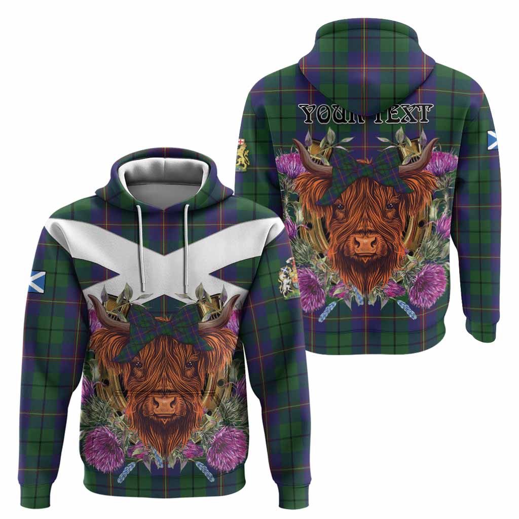 Carmichael Tartan Hoodie Scottish Thistle Heilan Coo