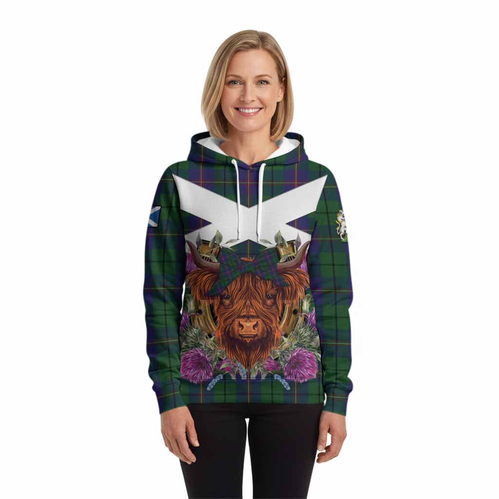 Carmichael Tartan Hoodie Scottish Thistle Heilan Coo