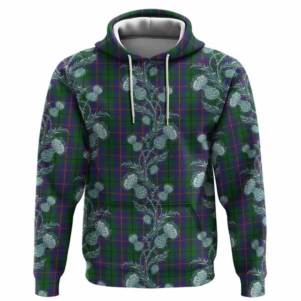 Carmichael Tartan Hoodie Seamless Scottish Thistle Flowers