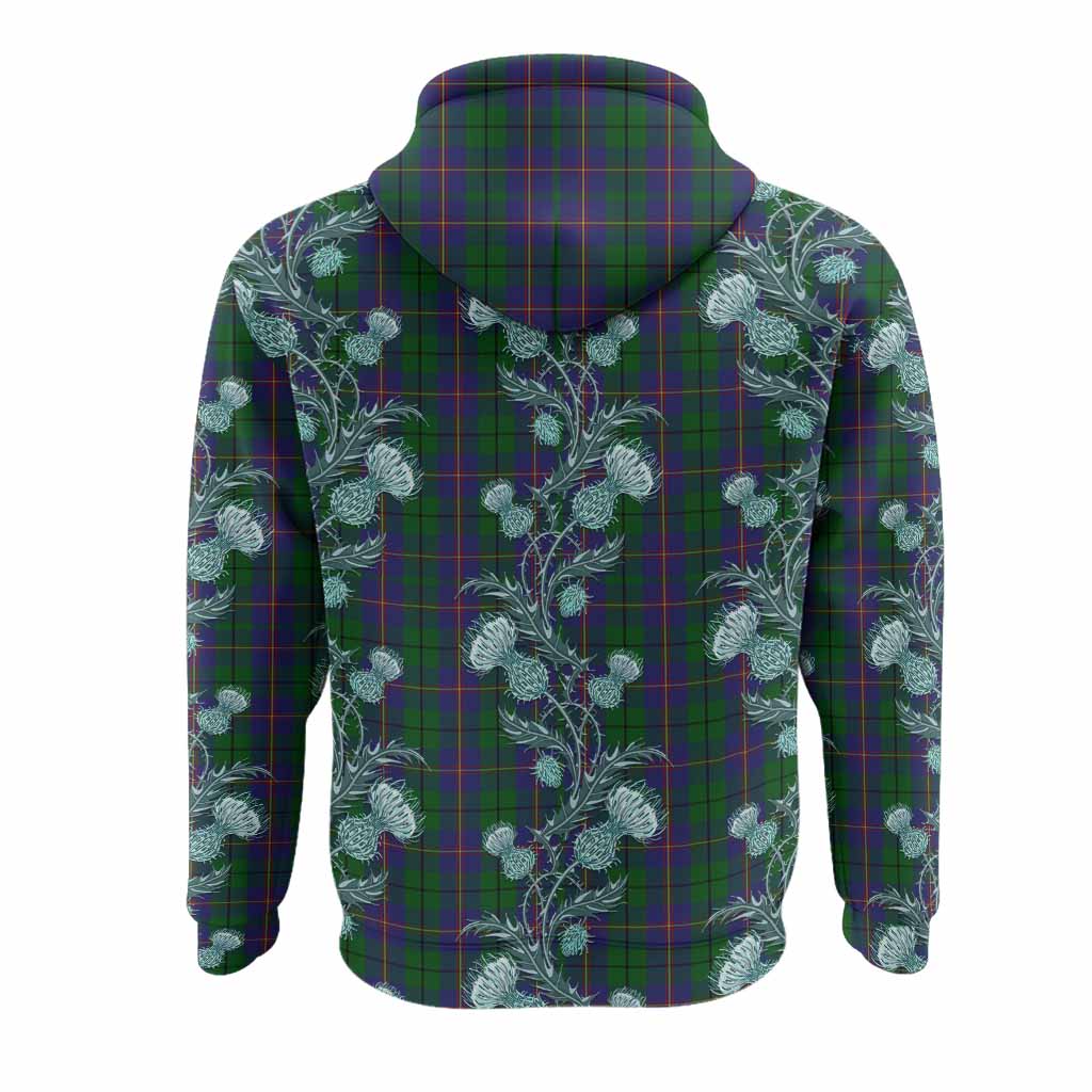 Carmichael Tartan Hoodie Seamless Scottish Thistle Flowers