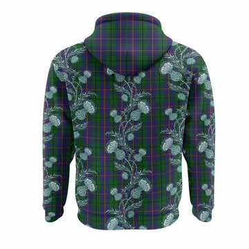 Carmichael Tartan Hoodie Seamless Scottish Thistle Flowers