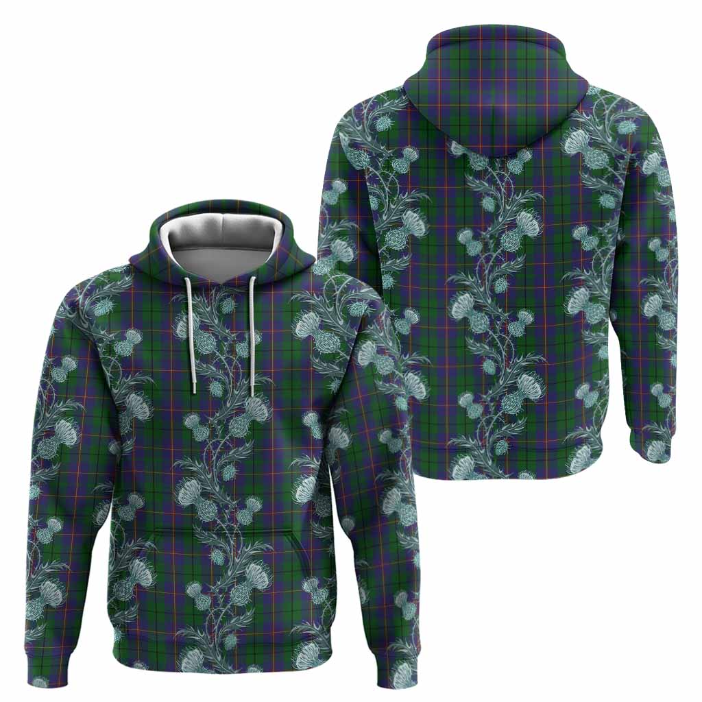 Carmichael Tartan Hoodie Seamless Scottish Thistle Flowers