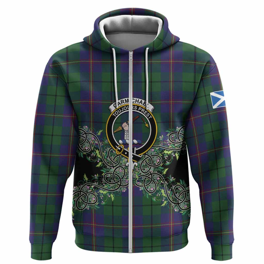 Carmichael Tartan Hoodie Thistle Scottish Spirit