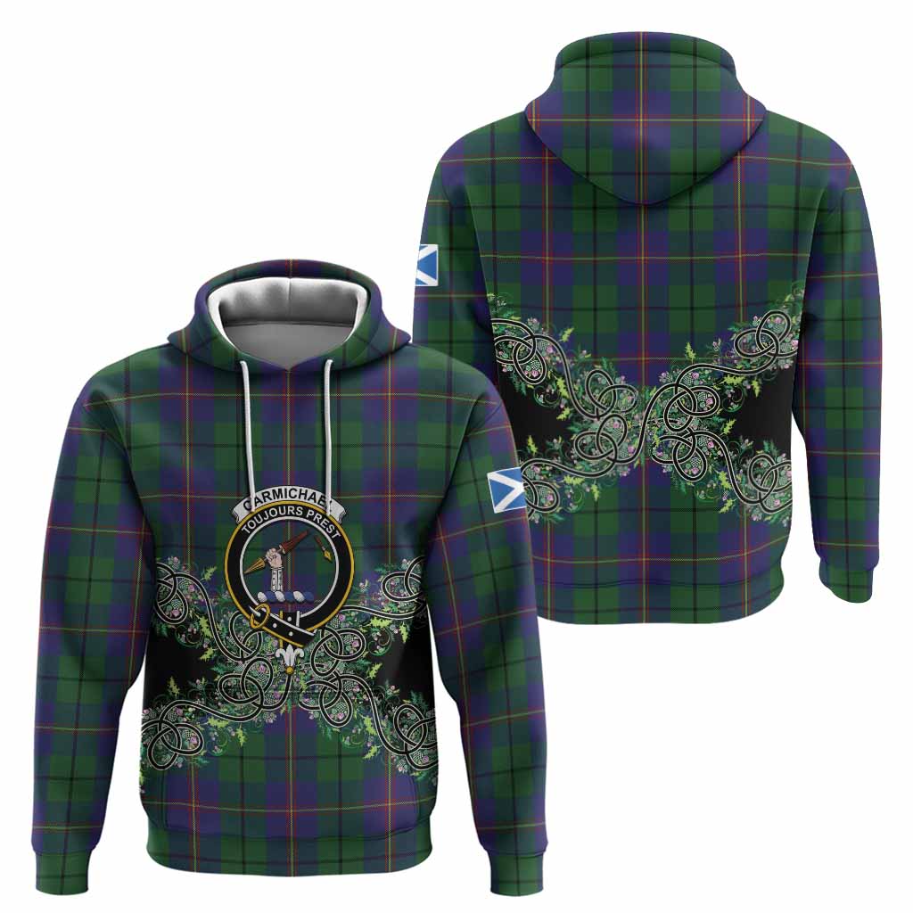 Carmichael Tartan Hoodie Thistle Scottish Spirit