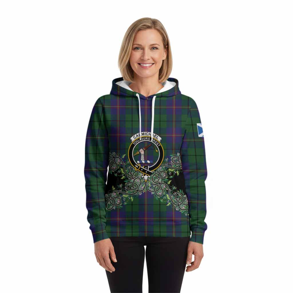 Carmichael Tartan Hoodie Thistle Scottish Spirit
