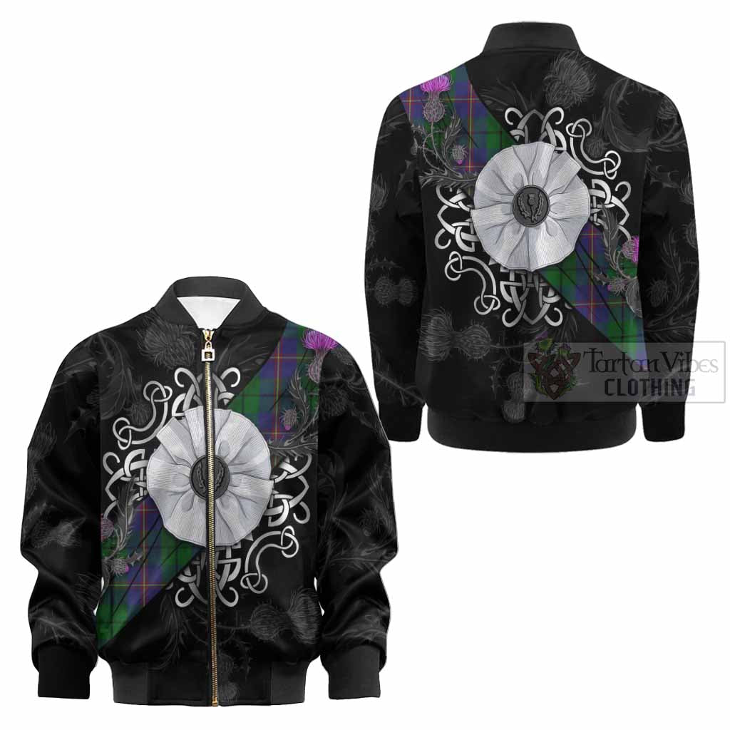 Carmichael Tartan Kid Bomber Jacket Jacobite White Rose - Tartan Vibes Clothing