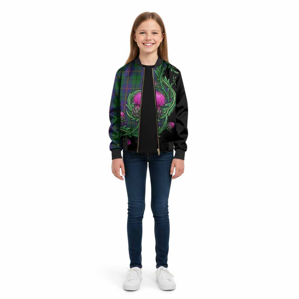 Carmichael Tartan Kid Bomber Jacket Resilient Scottish Thistle - Tartan Vibes Clothing