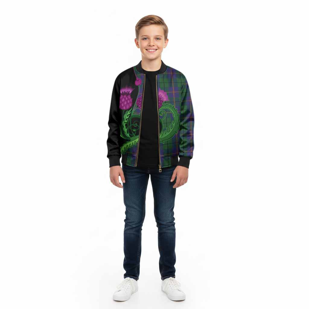 Carmichael Tartan Kid Bomber Jacket Traditional Scottish Thistle