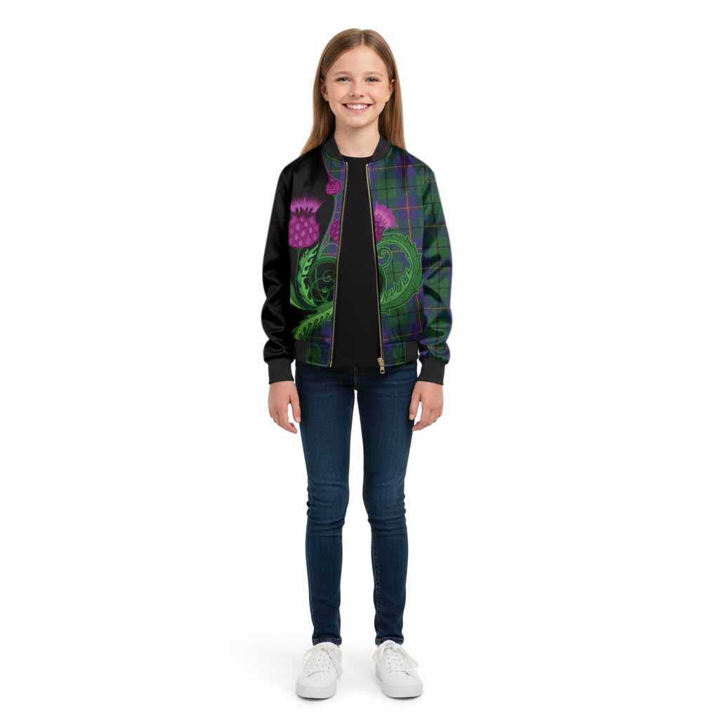 Carmichael Tartan Kid Bomber Jacket Traditional Scottish Thistle