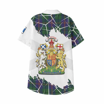 Carmichael Tartan Kid Hawaiian Shirt with Family Crest and Lion Rampant Grunge Style