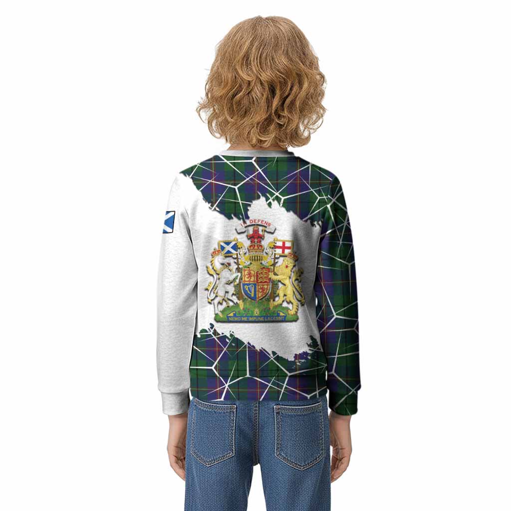 Carmichael Tartan Kid Knitted Sweatshirt with Family Crest and Lion Rampant Grunge Style