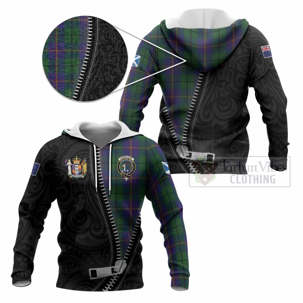 Carmichael Tartan Knitted Hoodie New Zealand Pattern Unique Zipper Stylized