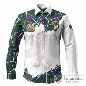 Carmichael Tartan Long Sleeve Button Shirts with Family Crest and Lion Rampant Grunge Style