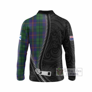 Carmichael Tartan Long Sleeve Polo Shirt New Zealand Pattern Unique Zipper Stylized