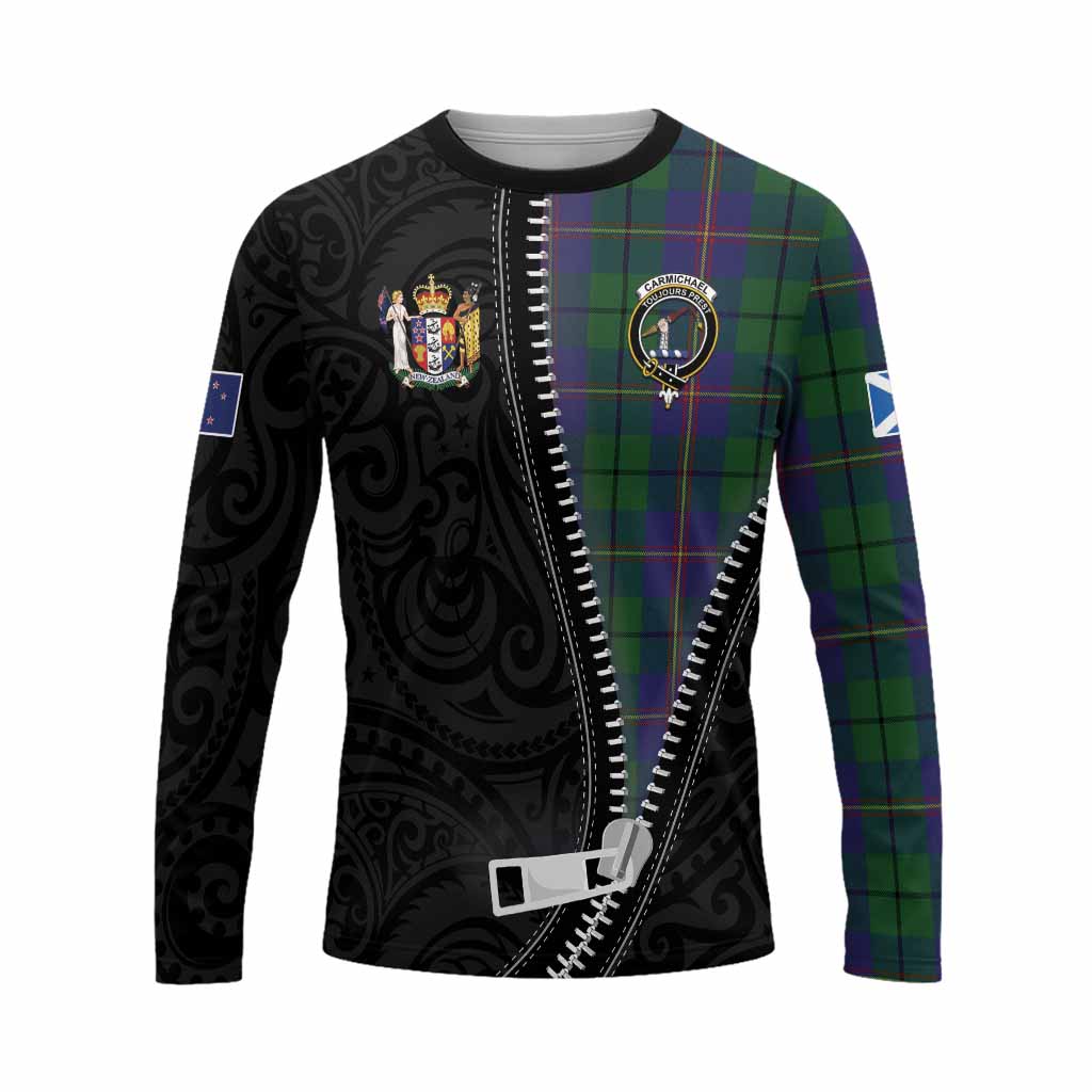 Carmichael Tartan Long Sleeve T-Shirt New Zealand Pattern Unique Zipper Stylized