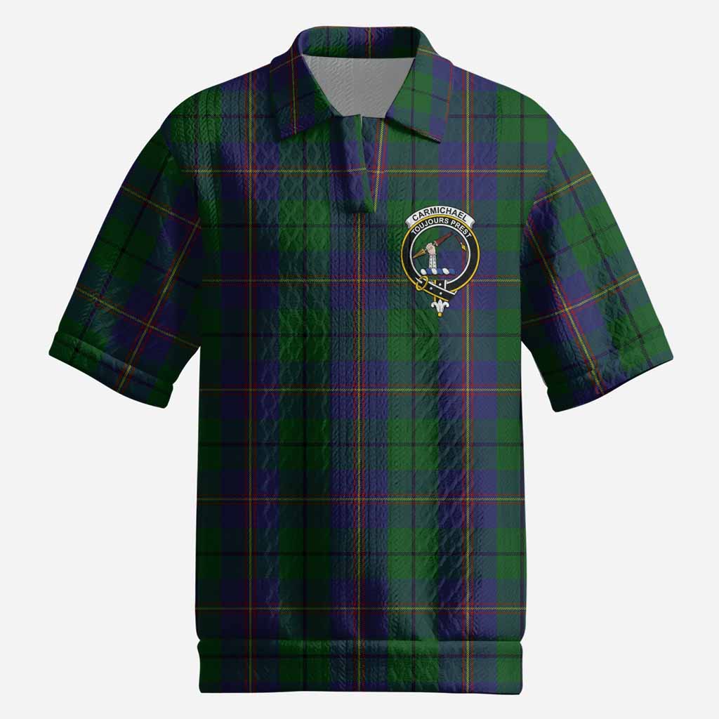 Carmichael Tartan Men’s Polo Sweater Top with Family Crest