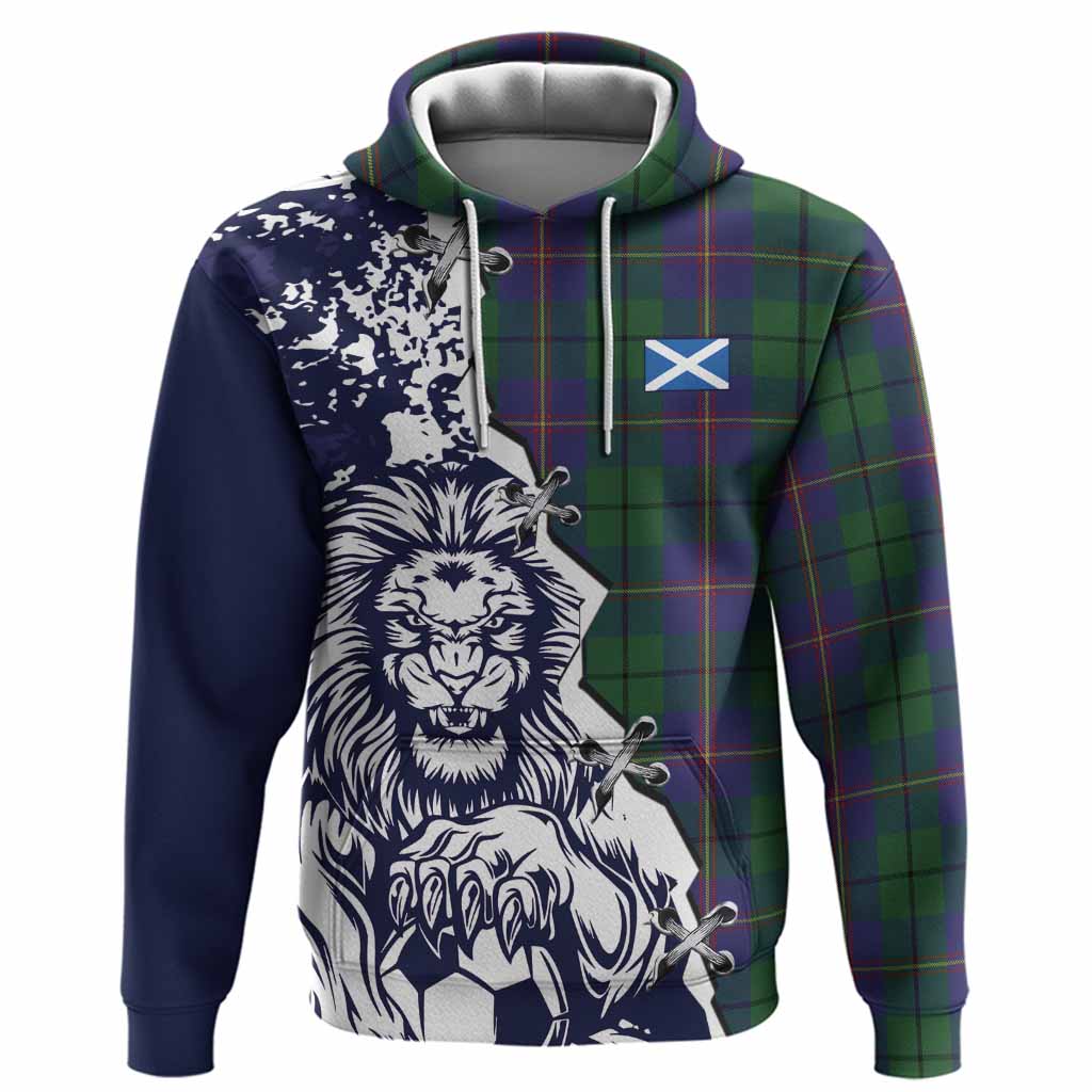 Carmichael Tartan Scottish Hoodie Angry Lion With Soccer Ball Style