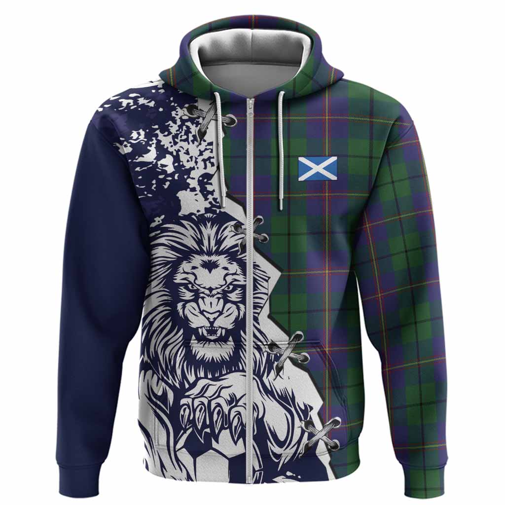 Carmichael Tartan Scottish Hoodie Angry Lion With Soccer Ball Style