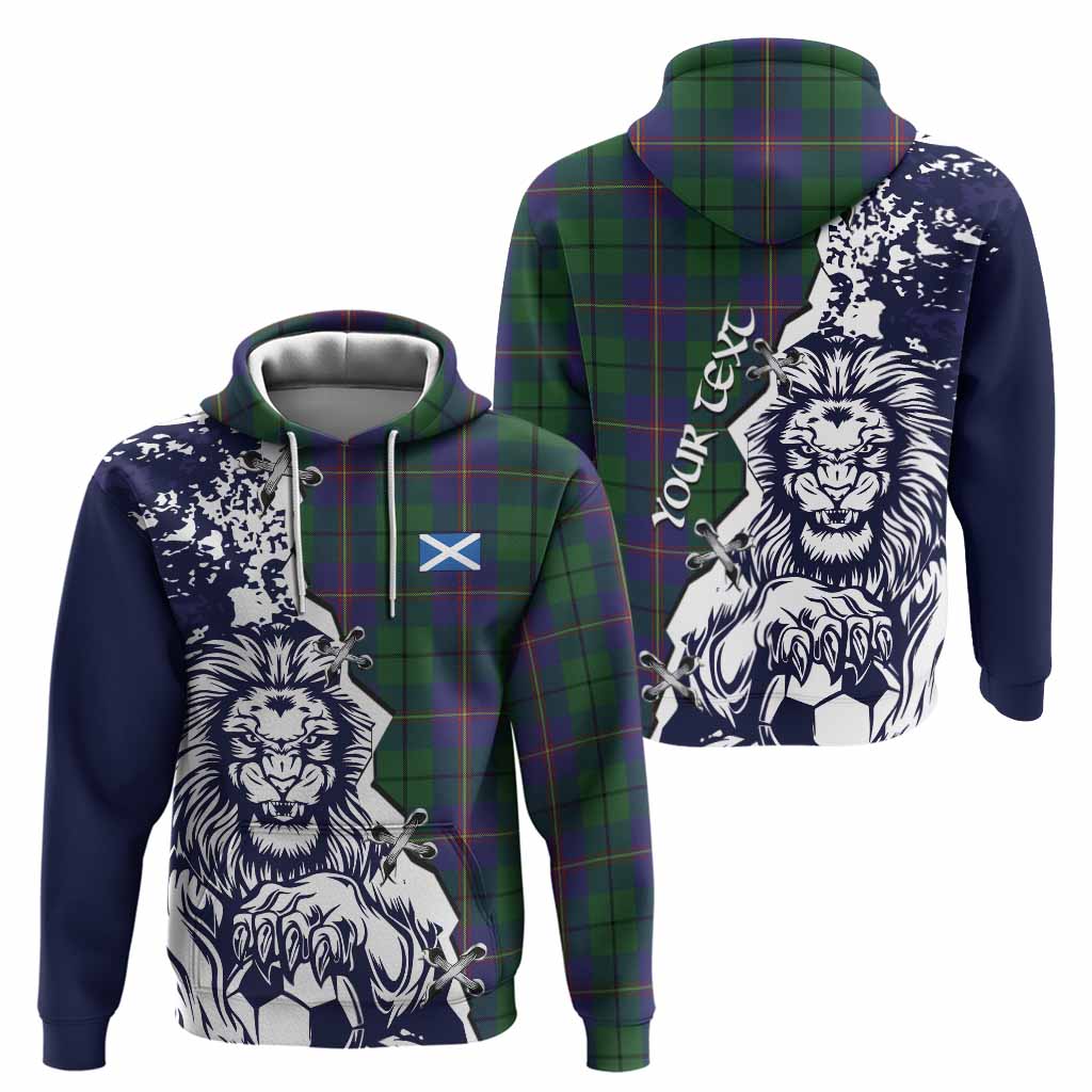Carmichael Tartan Scottish Hoodie Angry Lion With Soccer Ball Style