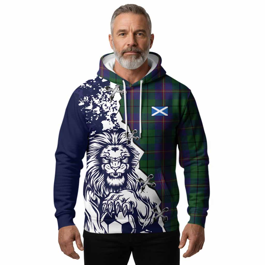 Carmichael Tartan Scottish Hoodie Angry Lion With Soccer Ball Style