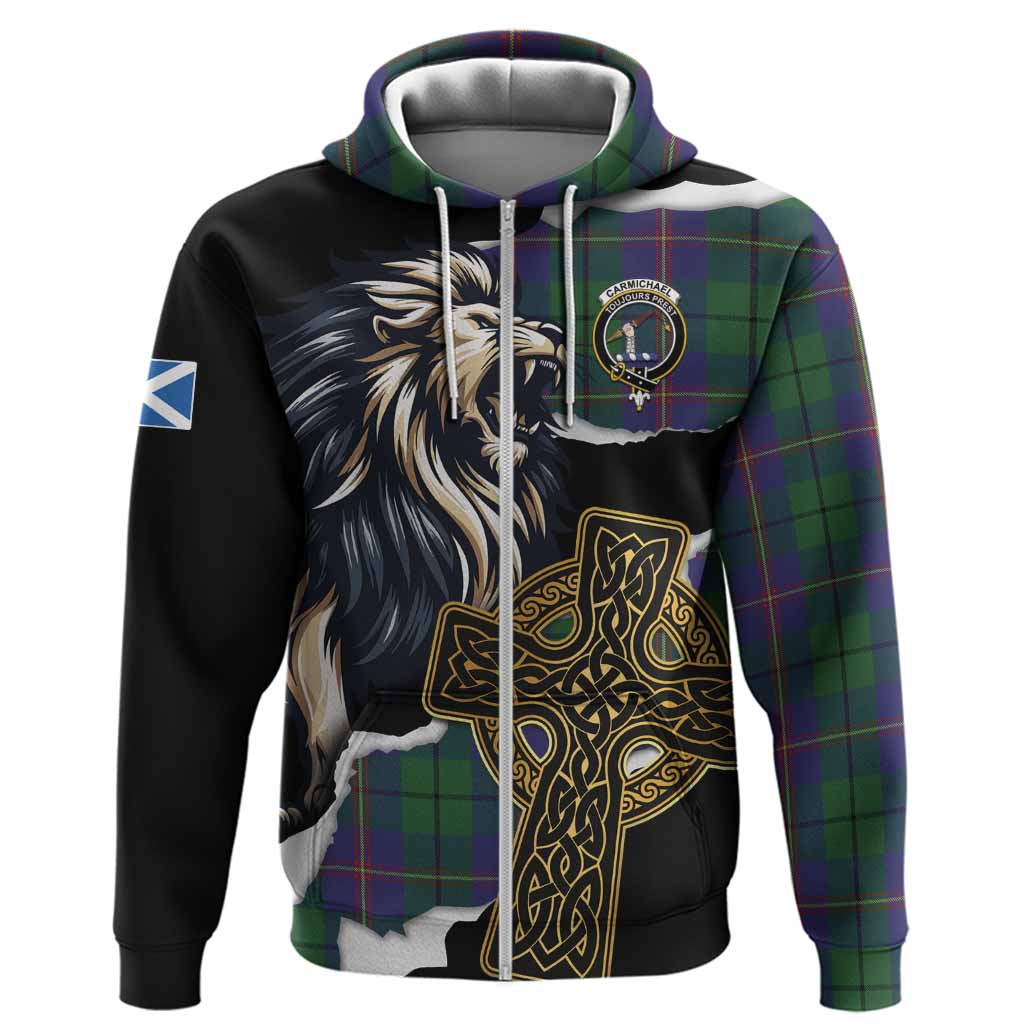 Carmichael Tartan Scottish Hoodie Lion Celtic Heritage