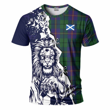 Carmichael Tartan Scottish T-Shirt Angry Lion With Soccer Ball Style