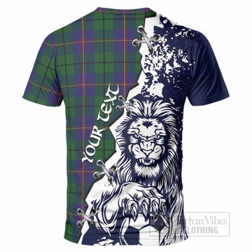 Carmichael Tartan Scottish T-Shirt Angry Lion With Soccer Ball Style