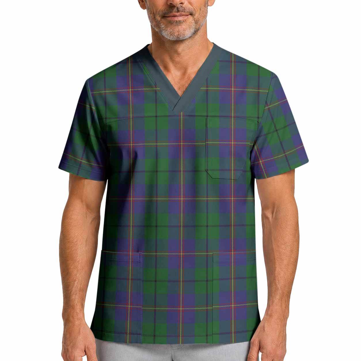Carmichael Tartan Scrub Top XL - Tartan Vibes Clothing
