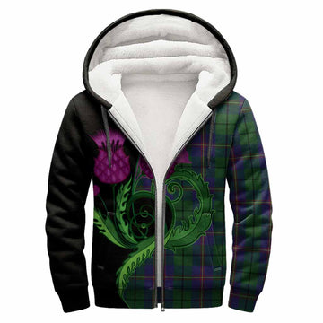 Carmichael Tartan Sherpa Hoodie Traditional Scottish Thistle