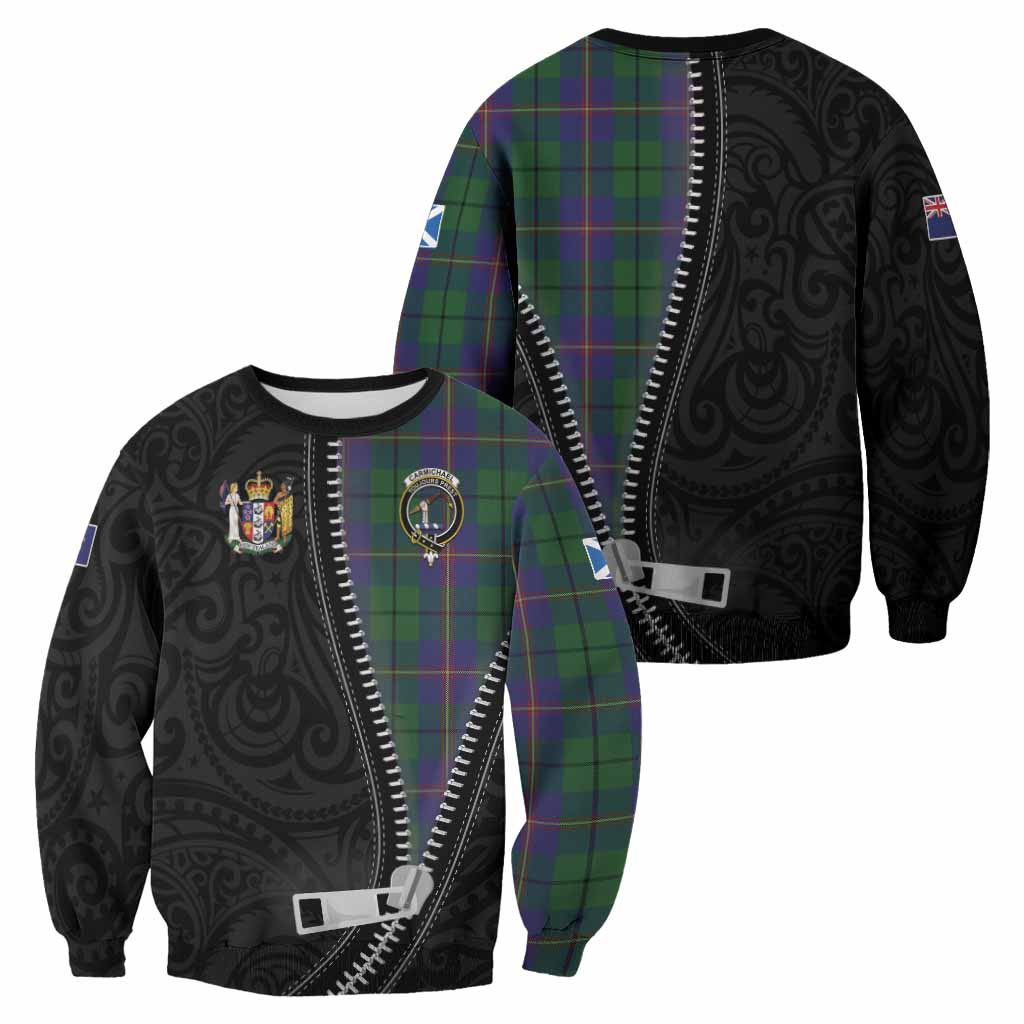 Carmichael Tartan Sweatshirt New Zealand Pattern Unique Zipper Stylized