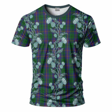 Carmichael Tartan T-Shirt Seamless Scottish Thistle Flowers