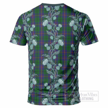 Carmichael Tartan T-Shirt Seamless Scottish Thistle Flowers