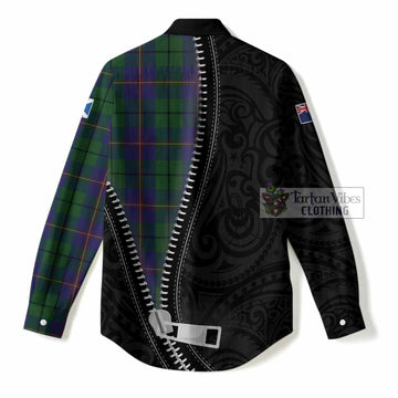 Carmichael Tartan Women Casual Shirt New Zealand Pattern Unique Zipper Stylized