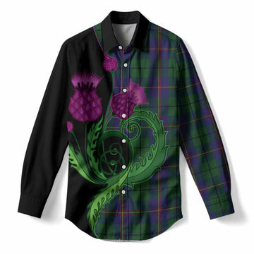 Carmichael Tartan Women Casual Shirt Traditional Scottish Thistle