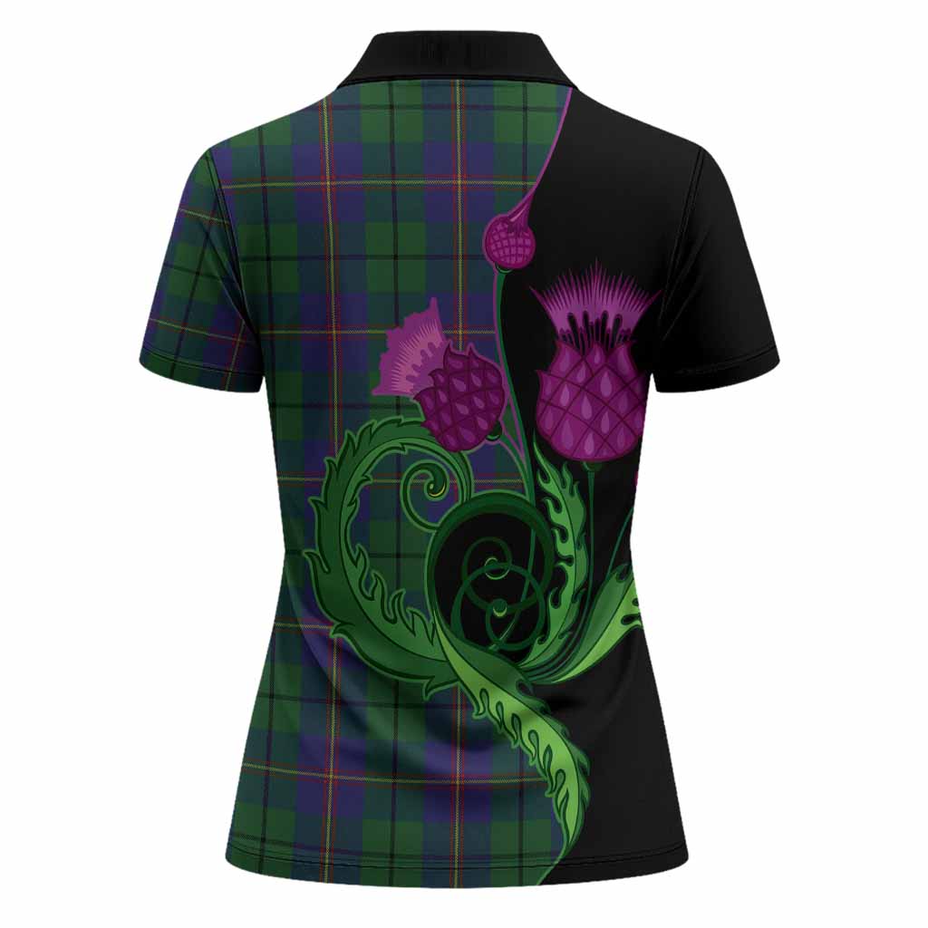 Carmichael Tartan Women Polo Shirt Traditional Scottish Thistle