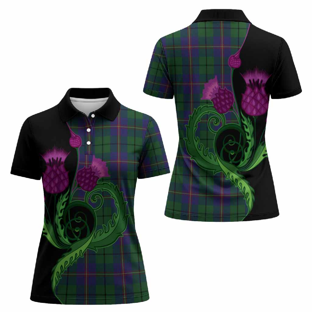 Carmichael Tartan Women Polo Shirt Traditional Scottish Thistle
