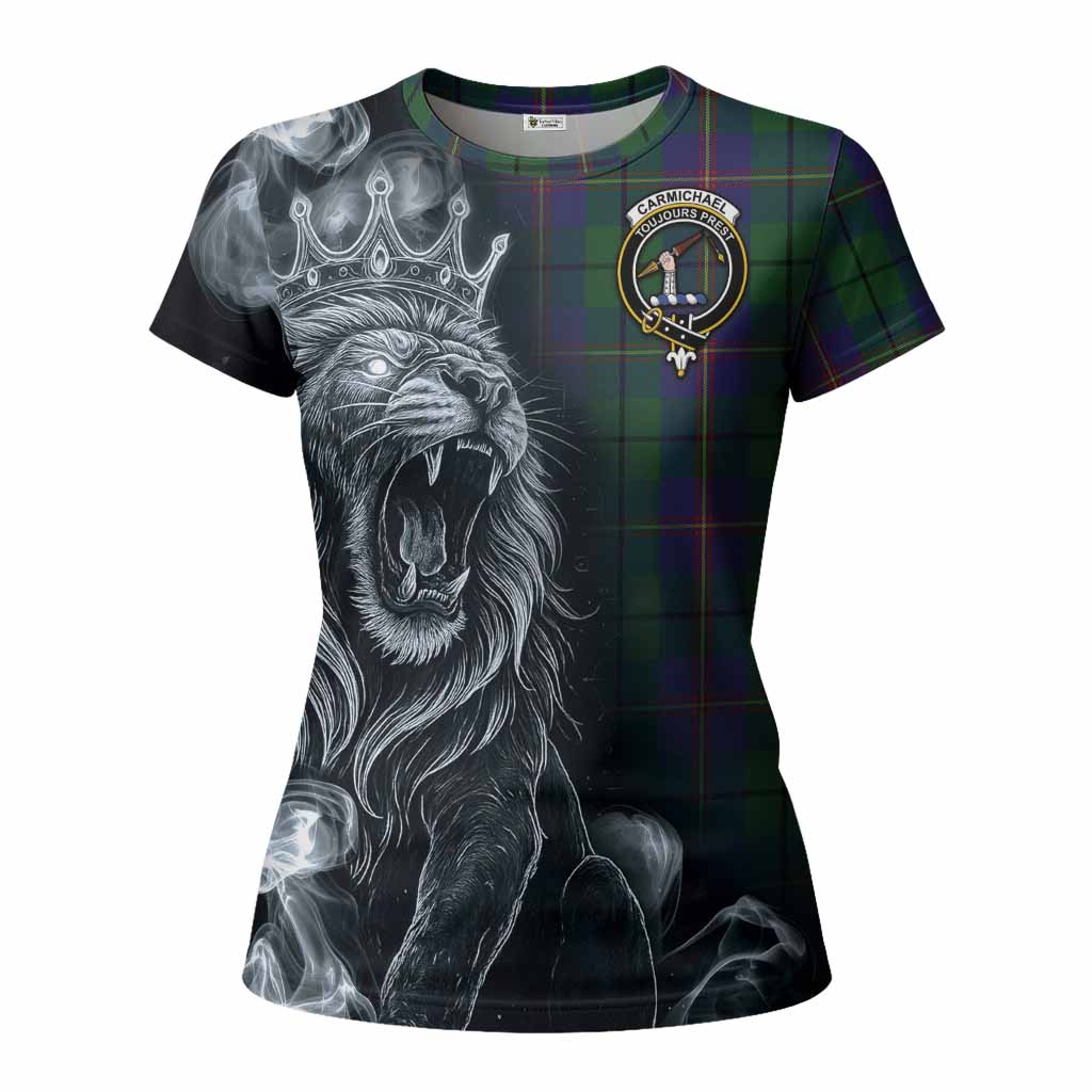 Carmichael Tartan Women T shirt Roaring Lion Heritage