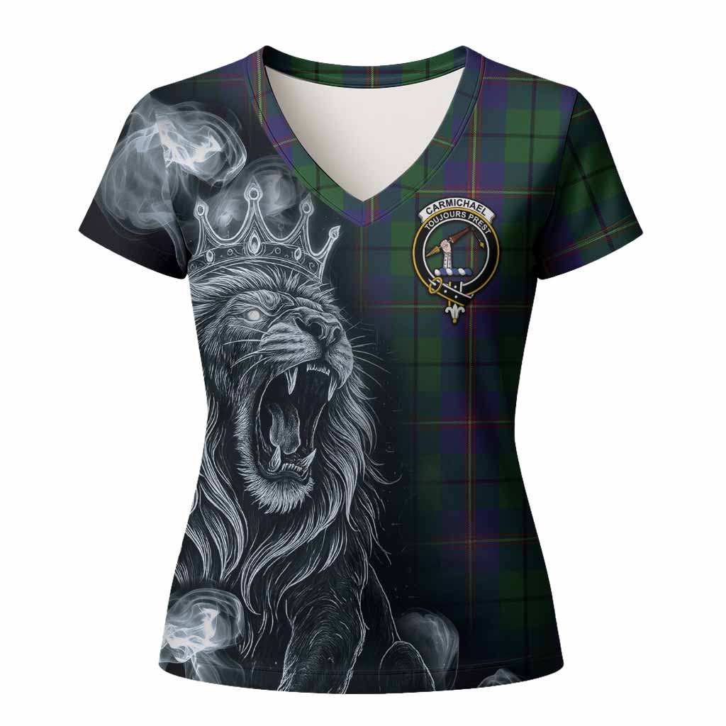 Carmichael Tartan Women T shirt Roaring Lion Heritage