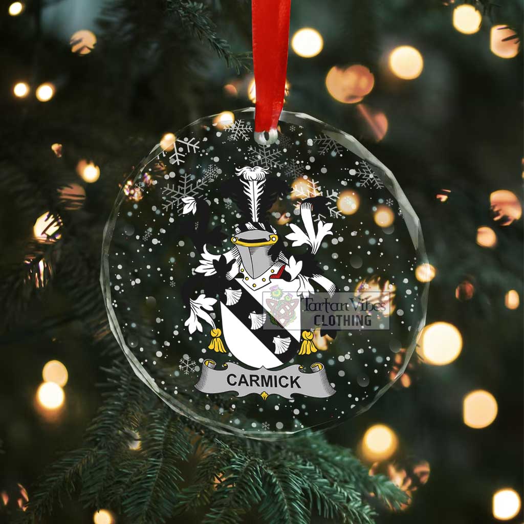 Carmick Irish Clan Christmas Glass Ornament with Coat of Arms - 2D-tartanvibesclothing