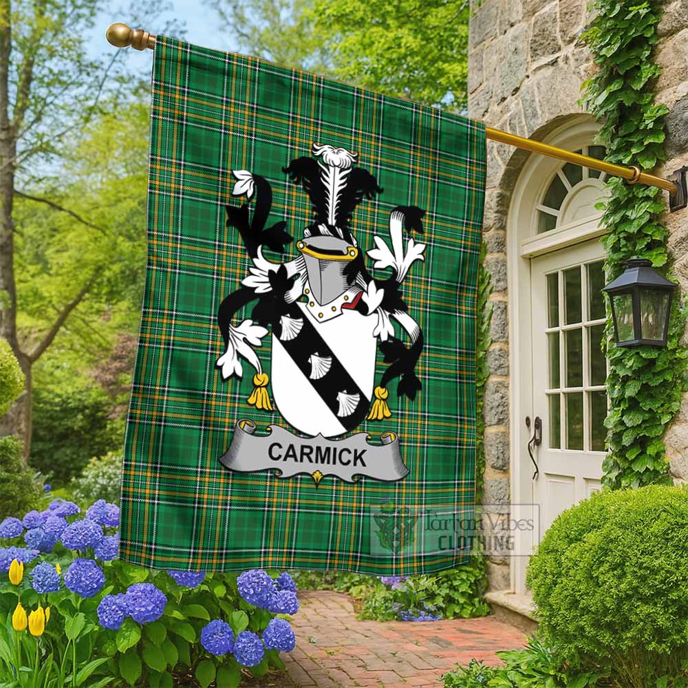Carmick Irish Clan Tartan Flag with Coat of Arms