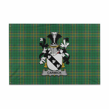 Tartan Vibes Clothing Carmick Irish Clan Tartan House Flag with Coat of Arms