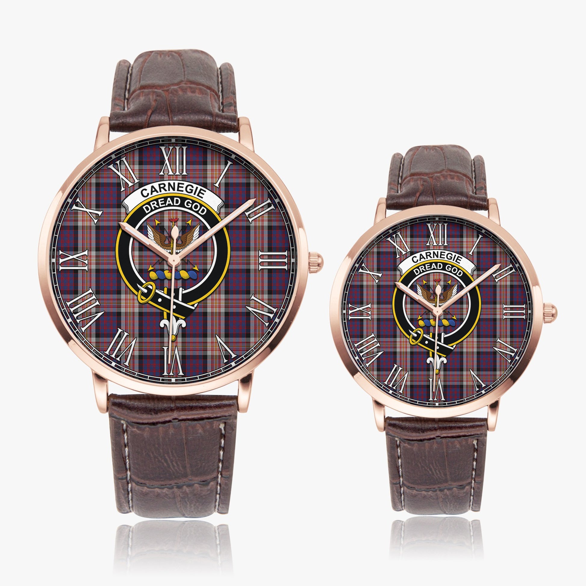 Carnegie Tartan Family Crest Leather Strap Quartz Watch - Tartan Vibes Clothing