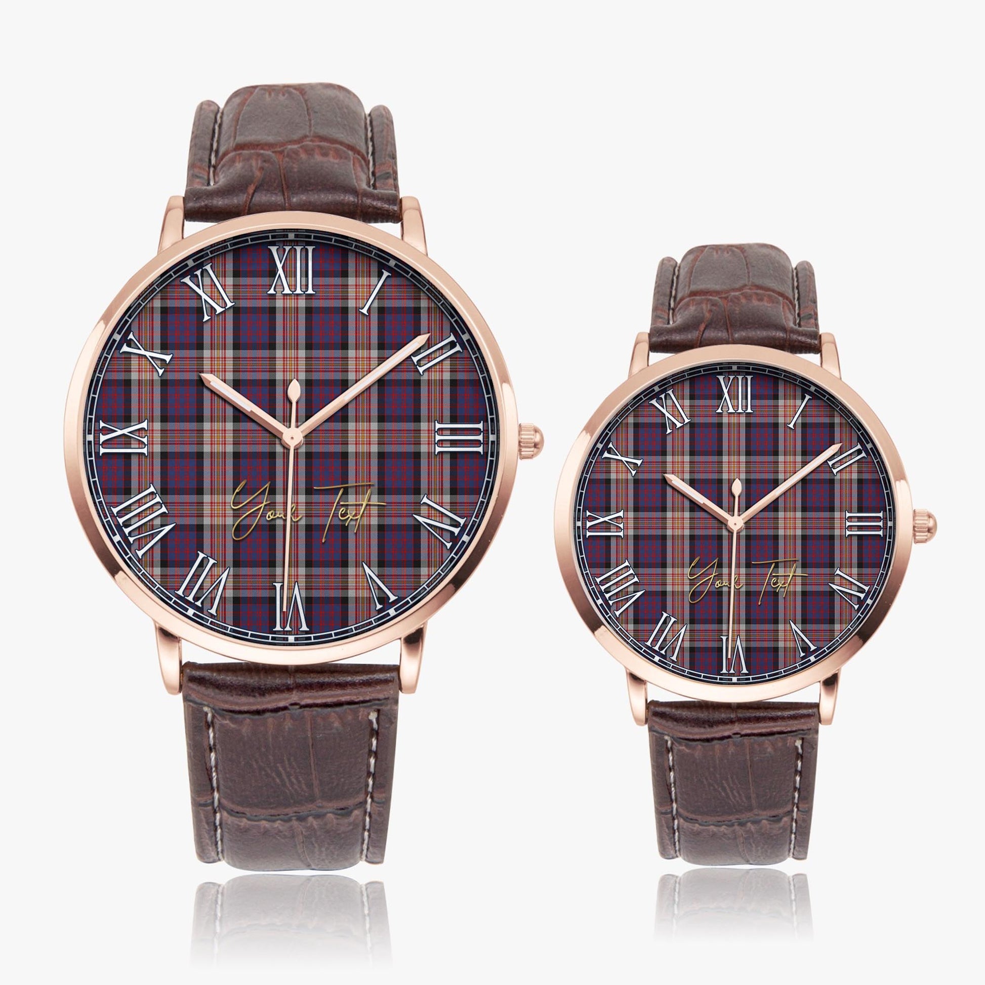 Carnegie Tartan Personalized Your Text Leather Trap Quartz Watch - Tartan Vibes Clothing